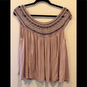 FREE PEOPLE -Feel Free Flowy Metal and Crochet Tank Top Sz S
